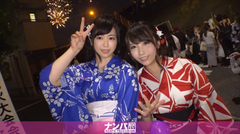 【花火大会・浴衣ナンパ！】美乳浴衣女子2人組！大量潮吹き！浴衣はだける絶頂イキまくりセックス！